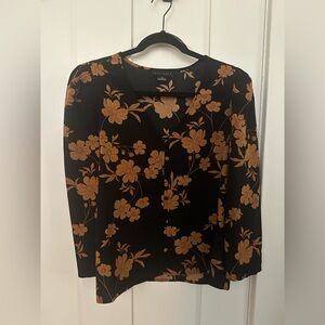 Sanctuary Black Blouse with Brown Floral Design